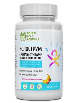 Green Leaf Formula, Колострум (молозиво коровье), со вкусом клубники и банана, пастилки, 30 шт.