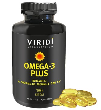 VIRIDI LABORATORIUM, Omega-3 Plus, капсулы, 180 шт.