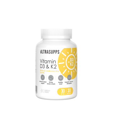 ULTRASUPPS, Витамин D3 + К2 (МК-7), капсулы, 30 шт.