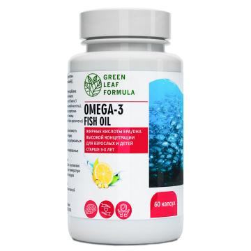 Green Leaf Formula, Омега-3, со вкусом лимона, капсулы, 60 шт.