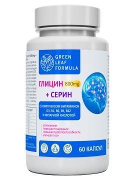 Green Leaf Formula, Глицин + Серин (для спокойствия), капсулы, 60 шт.