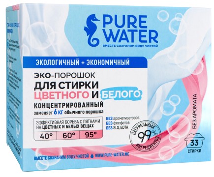 Pure Water, Стиральный порошок, 1000 г